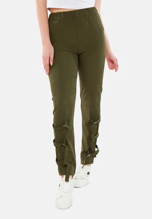 Buckle Hem Joggers Pants