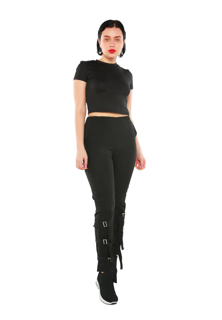 Buckle Hem Joggers Pants
