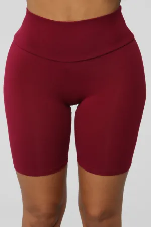 Burgundy Trendy Biker Shorts 3/19/24 8272