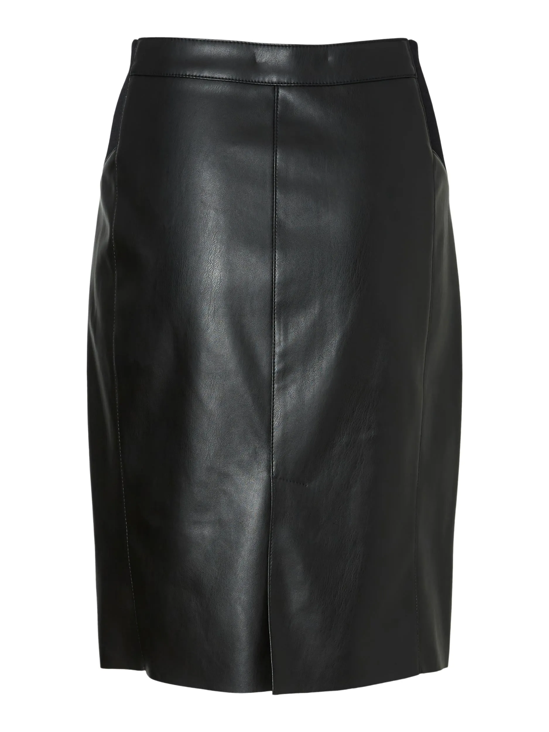 Buttersia High Waisted Coated Skirt - Black
