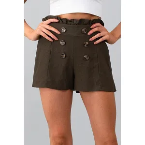Button's On Paper Bag Waist Shorts in Black