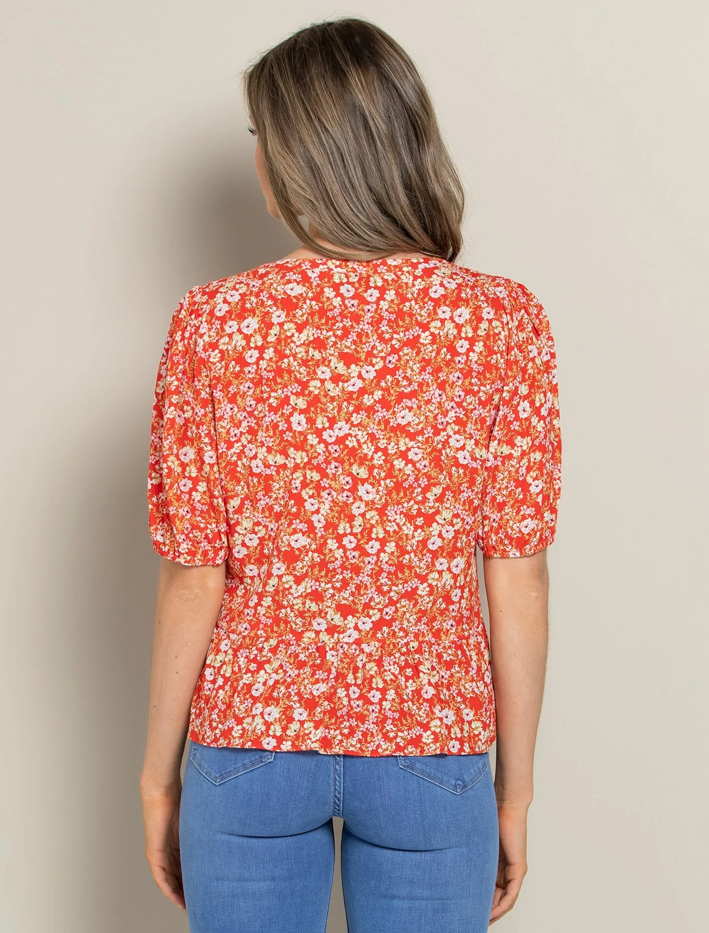 Byron Button Detail Peplum Blouse
