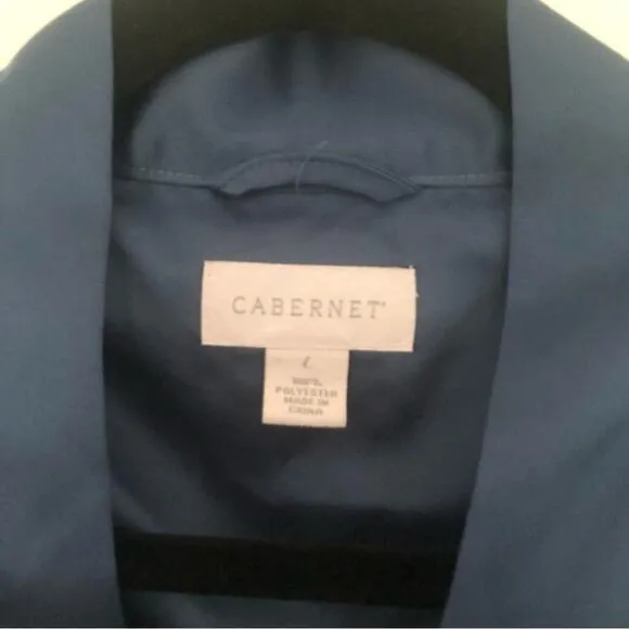 Cabernet Solid Woven Satin Tie-Waist Short Wrap Robe Navy Blue Size Large