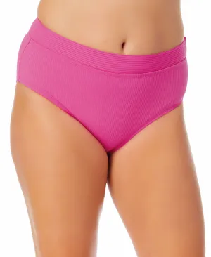 California Waves Trendy Plus Size Banded High-Waist Bikini Bottoms