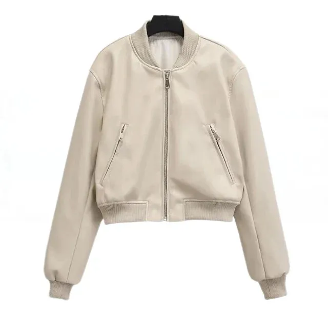 Camille - Short leather-look bomber jacket