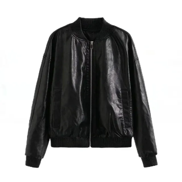 Camille - Short leather-look bomber jacket