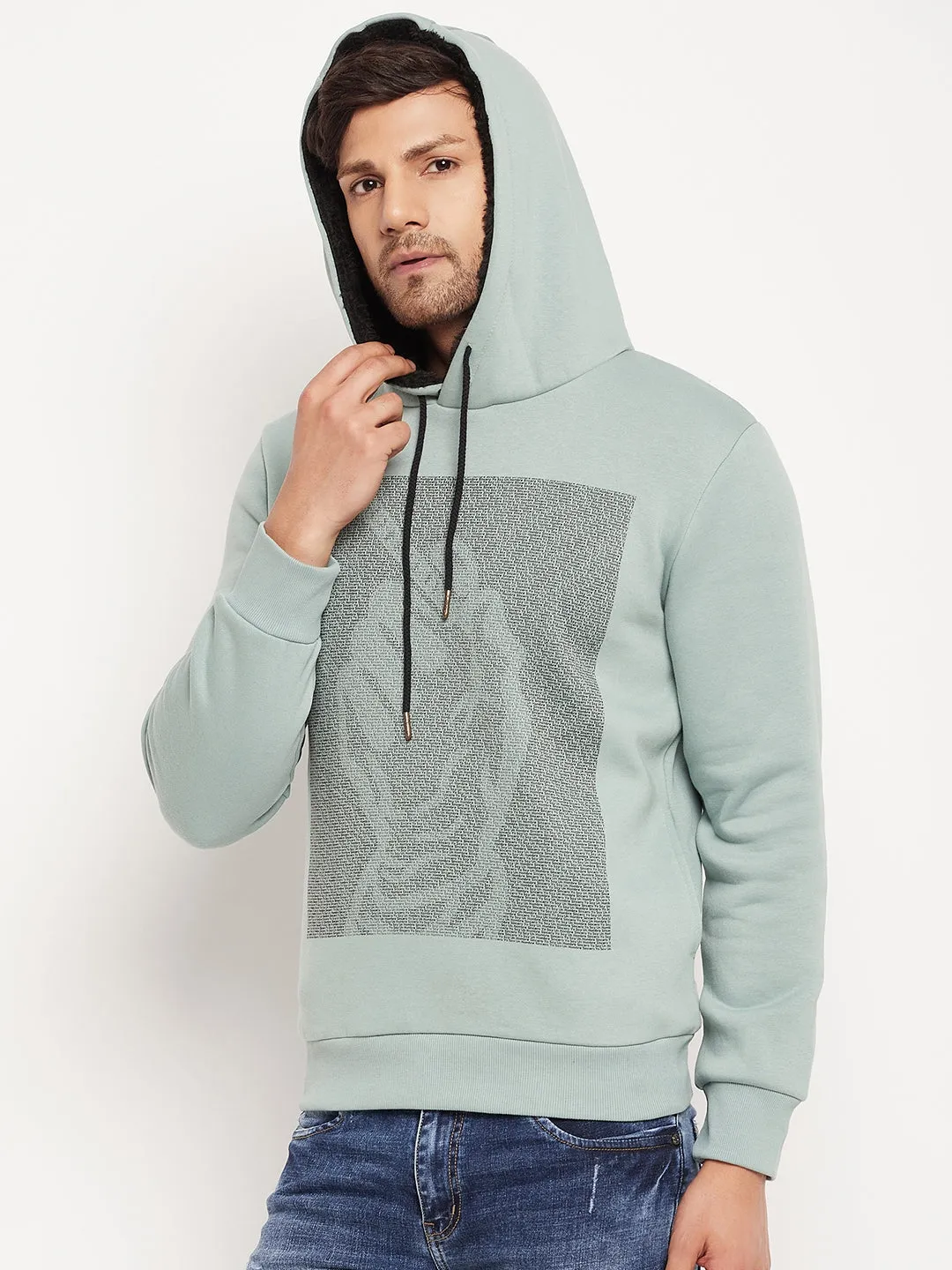 Camla Barcelona Graphic Print Sage Green Sweatshirt For Men
