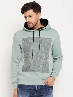 Camla Barcelona Graphic Print Sage Green Sweatshirt For Men