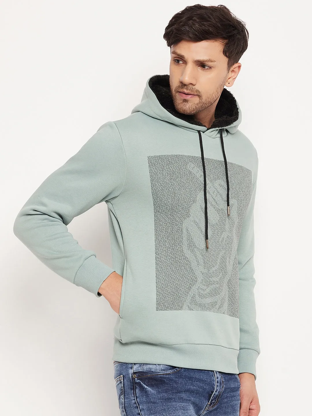 Camla Barcelona Graphic Print Sage Green Sweatshirt For Men
