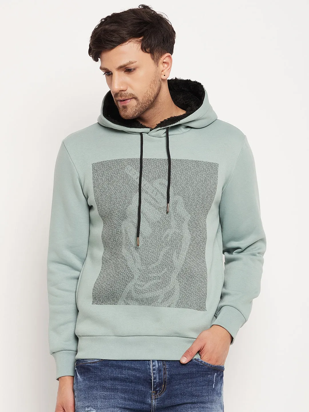 Camla Barcelona Graphic Print Sage Green Sweatshirt For Men