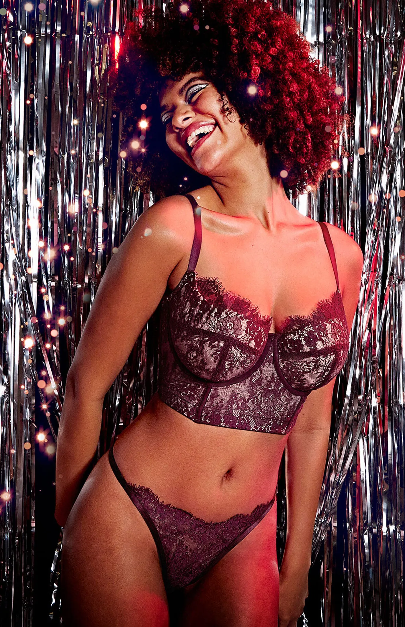 Carmen Lace Bustier In Mulberry - Panache