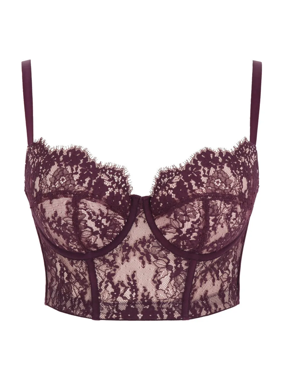 Carmen Lace Bustier In Mulberry - Panache