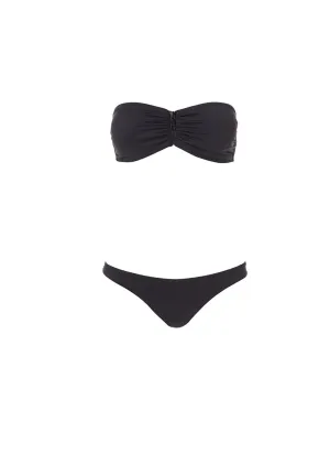 Cayman Black Bandeau Zip Front Bikini
