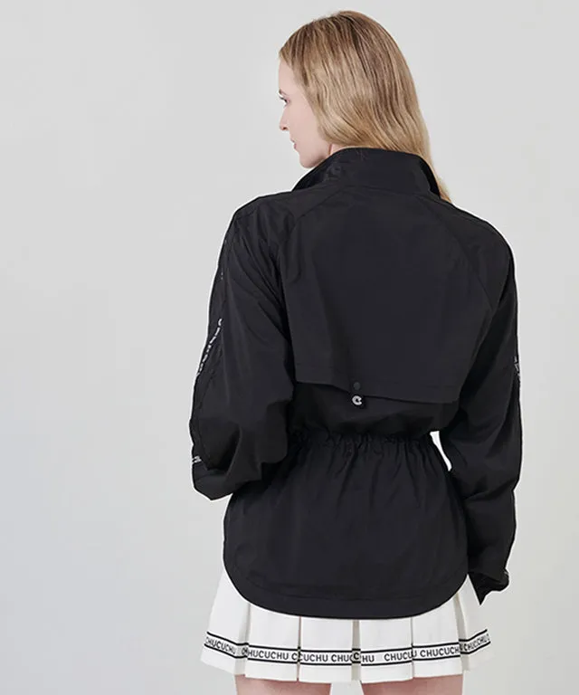 CHUCUCHU Fluid Zip-up String Outerwear - Black