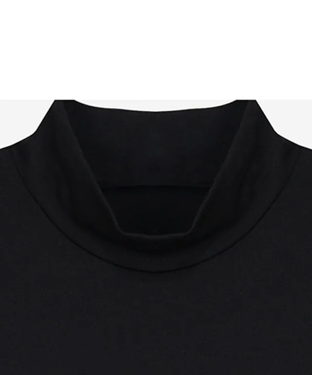 CHUCUCHU Women's Half Neck Authentic T-Shirt - Black