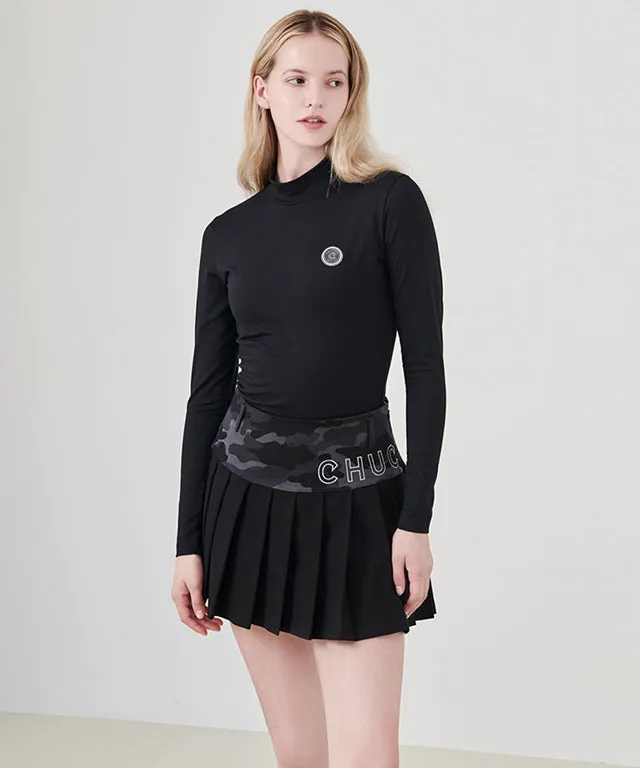 CHUCUCHU Women's Half Neck Authentic T-Shirt - Black