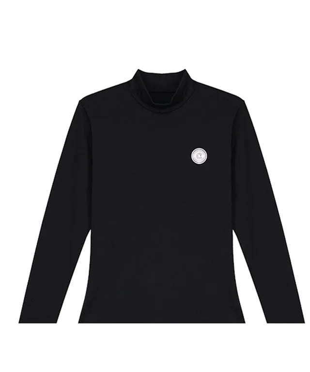 CHUCUCHU Women's Half Neck Authentic T-Shirt - Black