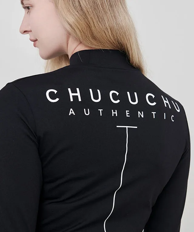 CHUCUCHU Women's Half Neck Authentic T-Shirt - Black