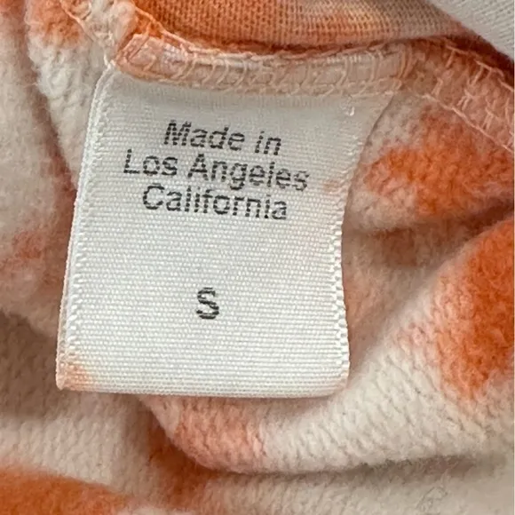 Clare V Tie Dye Sweat Shorts With Eye Detail Tangerine Orange Small Loungewear