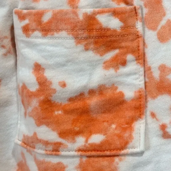 Clare V Tie Dye Sweat Shorts With Eye Detail Tangerine Orange Small Loungewear