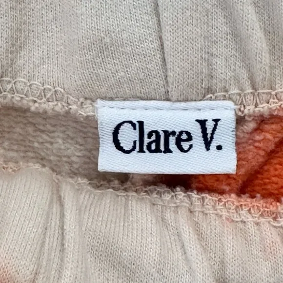 Clare V Tie Dye Sweat Shorts With Eye Detail Tangerine Orange Small Loungewear
