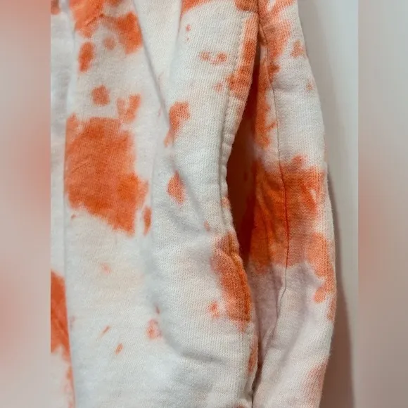 Clare V Tie Dye Sweat Shorts With Eye Detail Tangerine Orange Small Loungewear