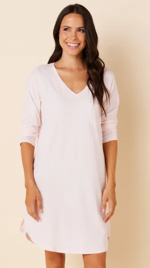 Classic Pima Knit Long-Sleeved Sleep Shirt - Pink Moment
