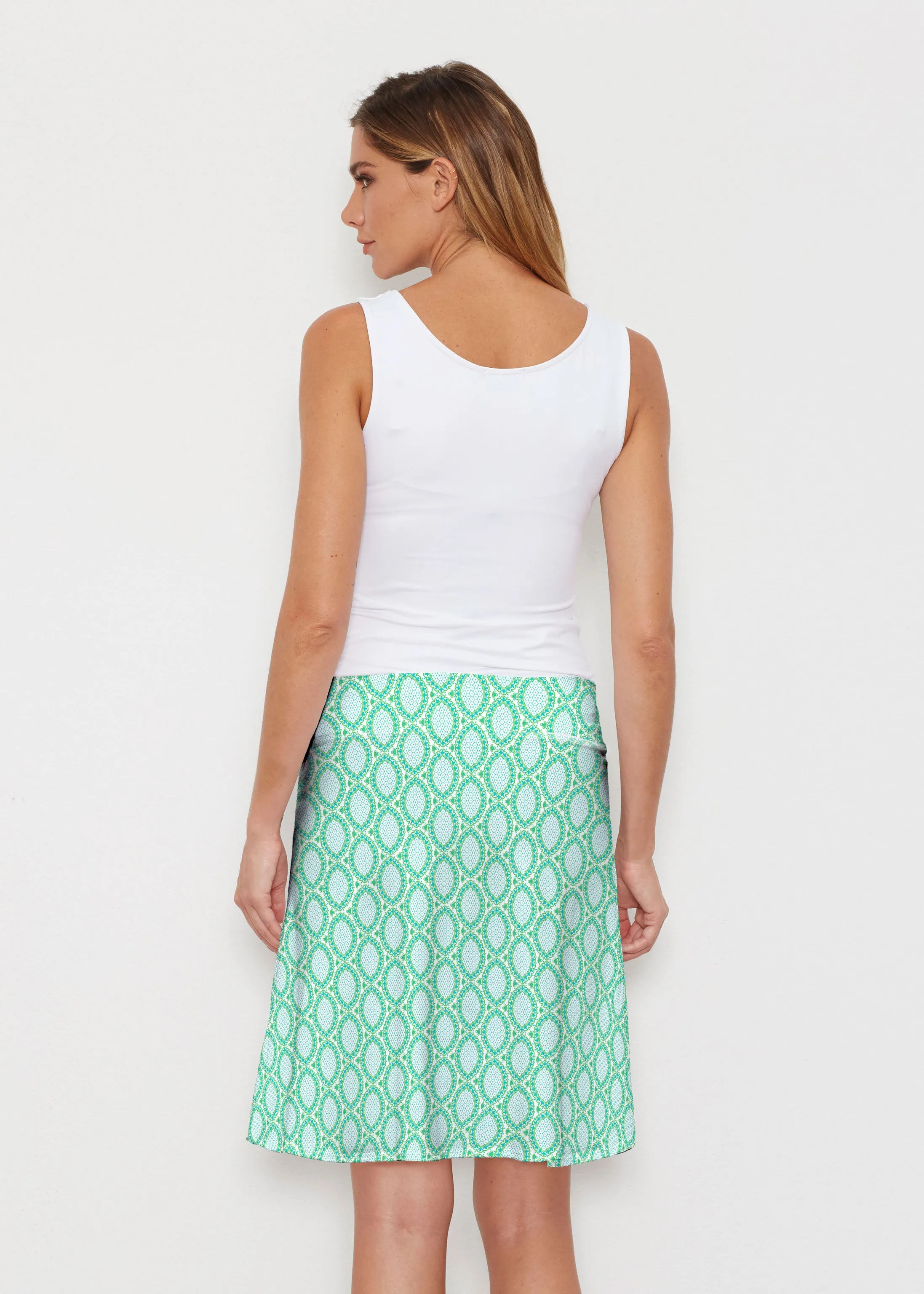Coastal Lace Green (7686) ~ Silky Brenda Skirt 21 inch