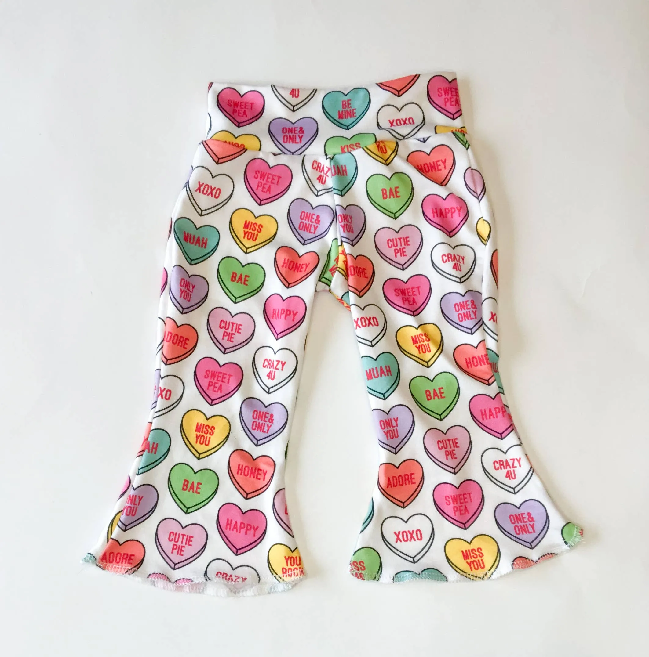 Conversation Hearts Valentines Day Baby Bell Bottoms