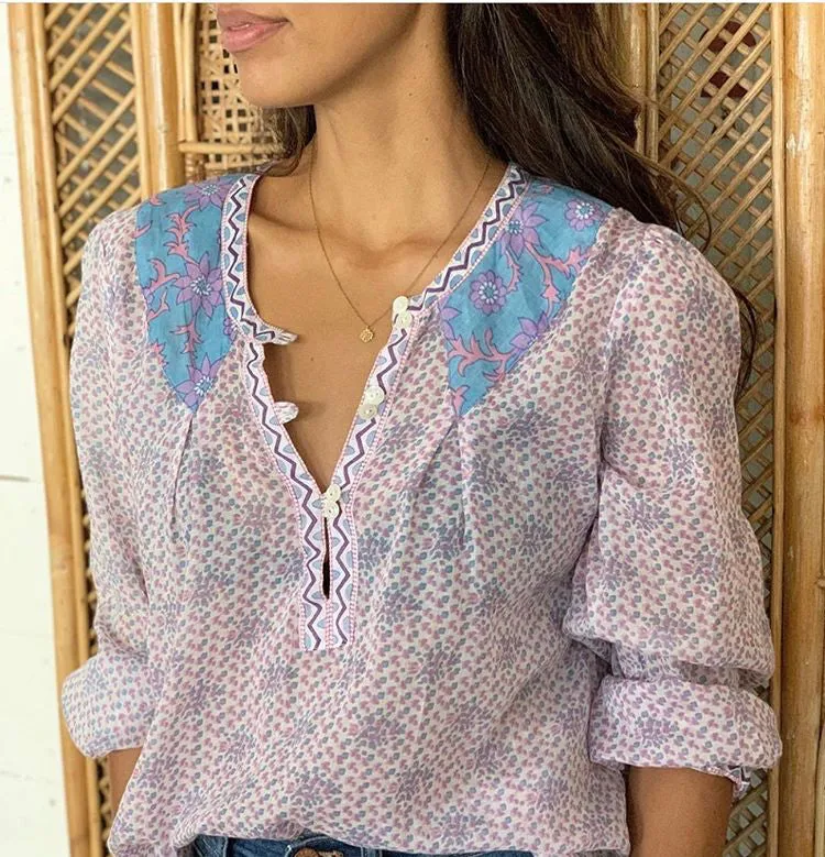 Cora Printed Blouse Purple