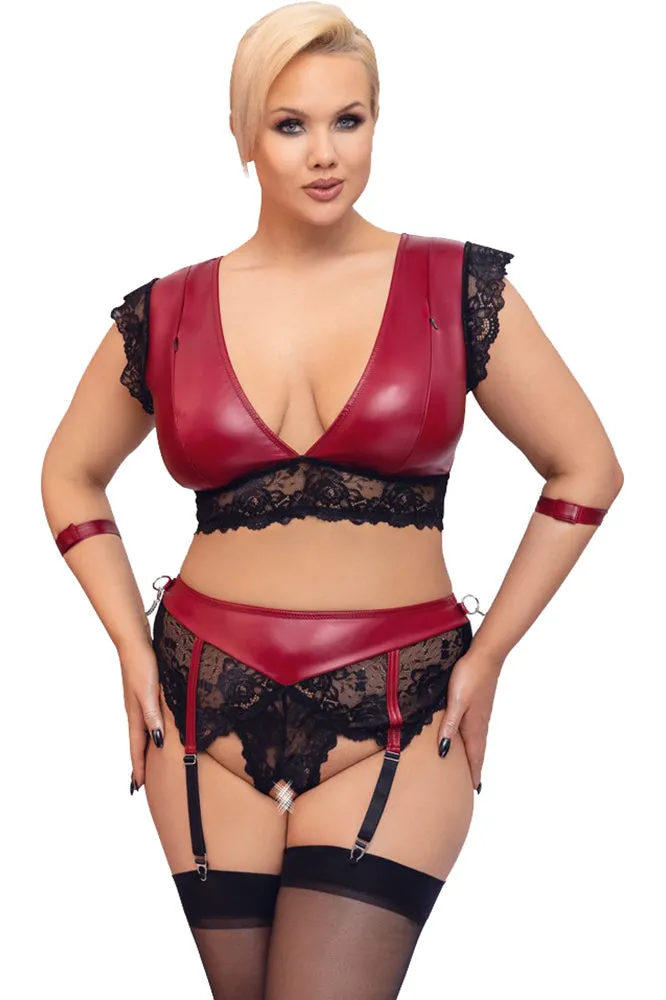 Cottelli Bondage Plus Size Red Black Lingerie Set