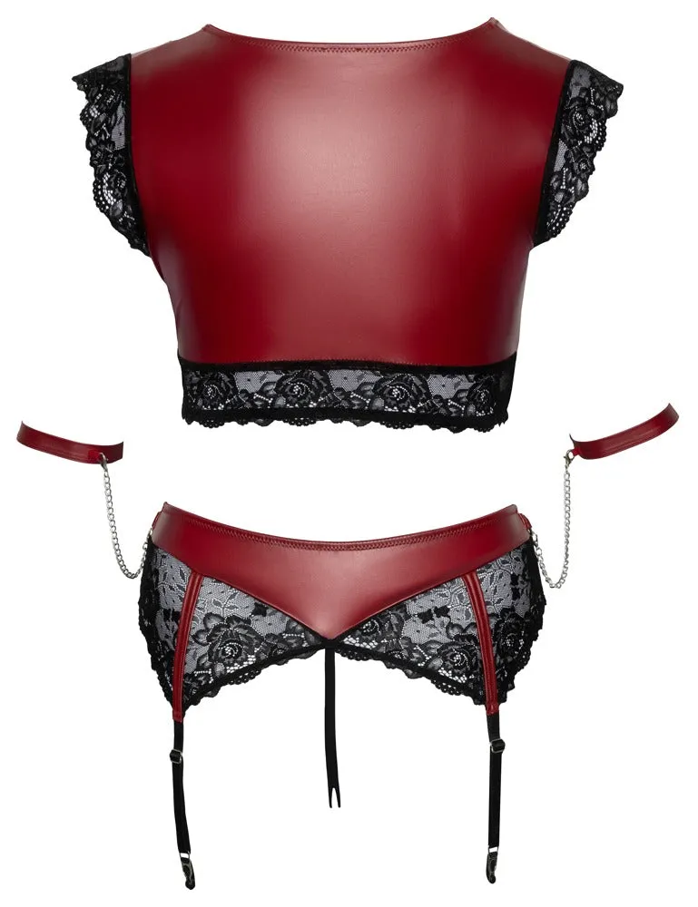 Cottelli Bondage Plus Size Red Black Lingerie Set