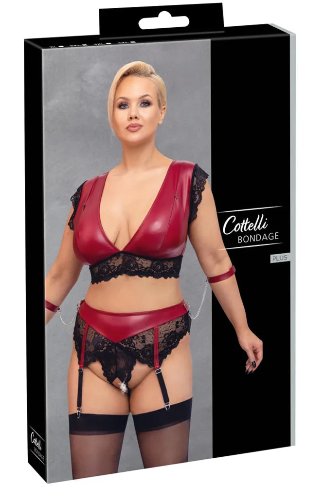Cottelli Bondage Plus Size Red Black Lingerie Set