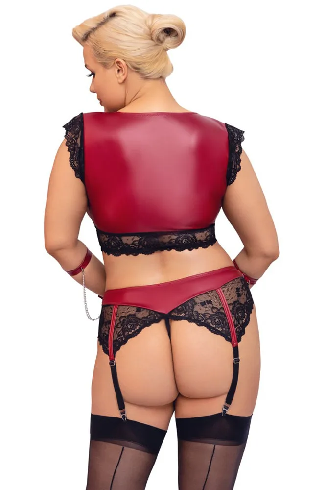 Cottelli Bondage Plus Size Red Black Lingerie Set