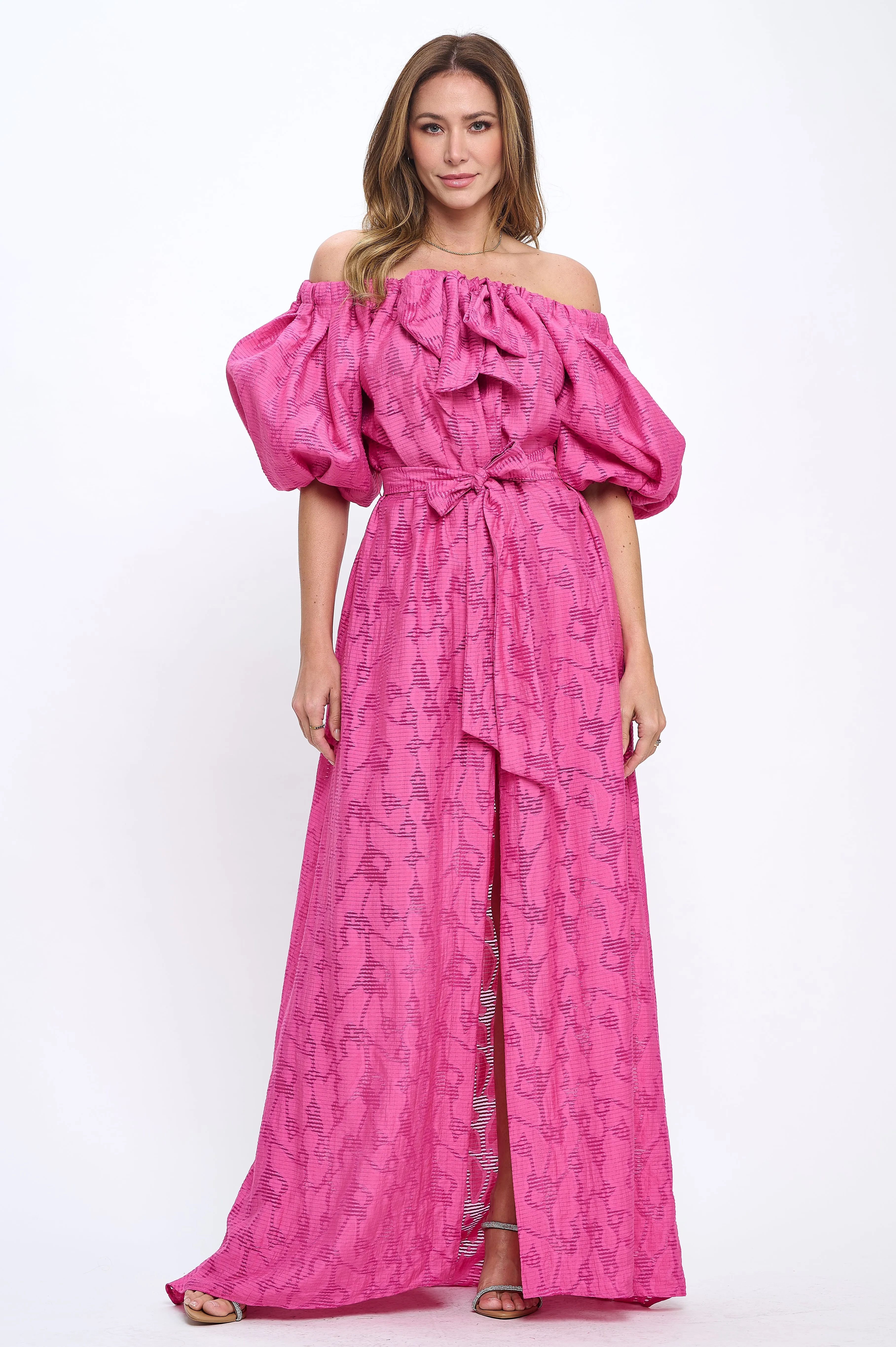 Cotton off shoulder top and bottoms two-piece set