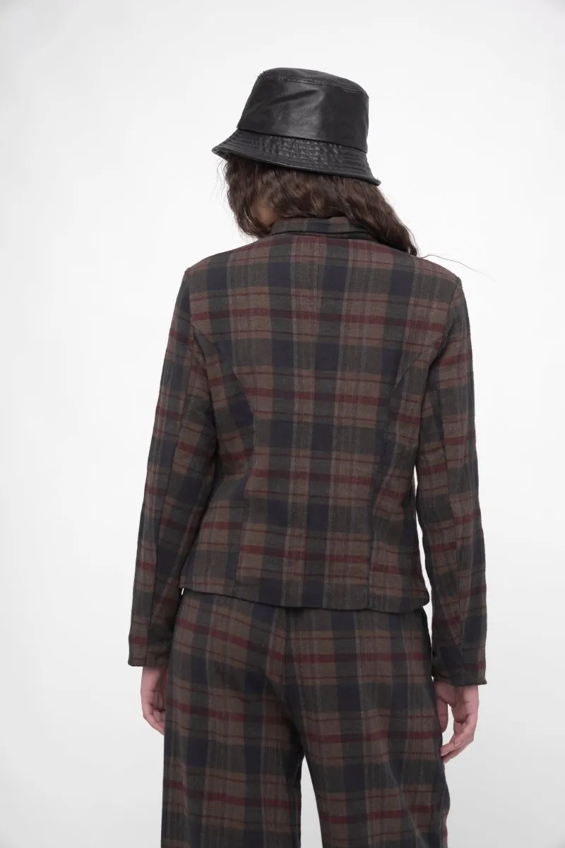 Cotton Plaid Cropped Jacket