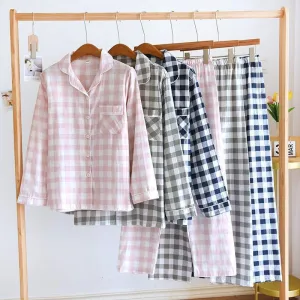 Couple's Cotton Long-sleeved Pajamas