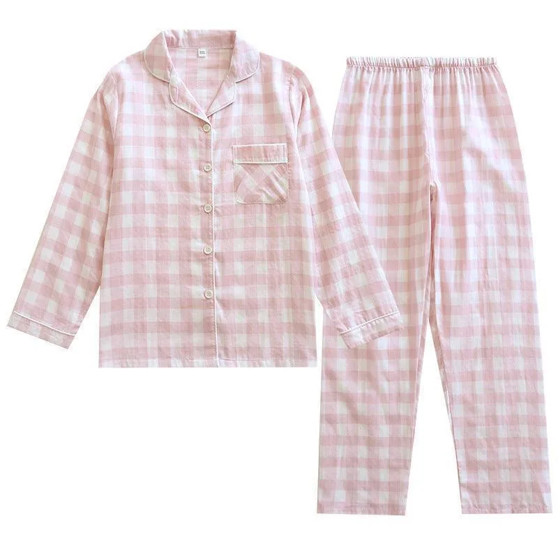 Couple's Cotton Long-sleeved Pajamas