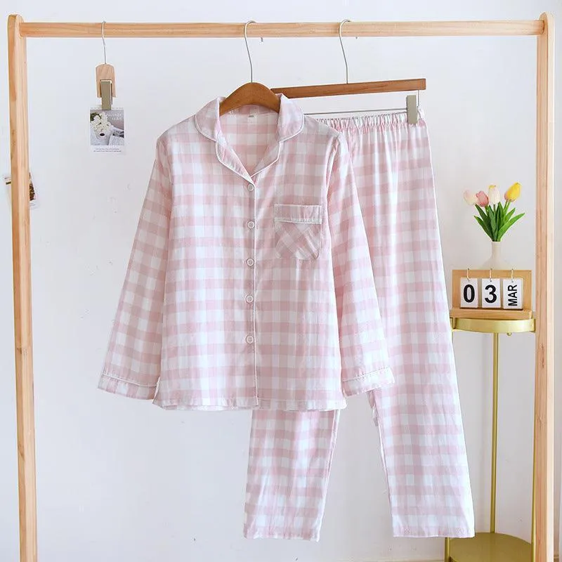 Couple's Cotton Long-sleeved Pajamas