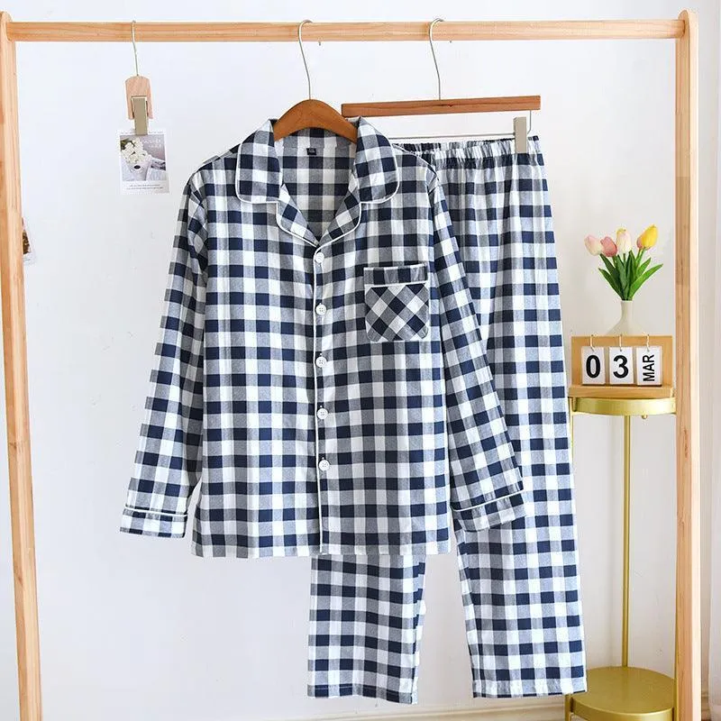 Couple's Cotton Long-sleeved Pajamas