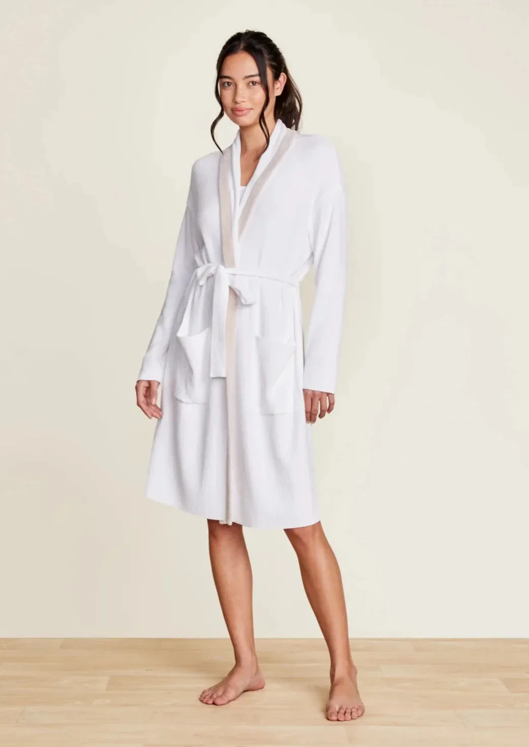 Cozychic Ultra Lite Tipped Ribbed Short Robe