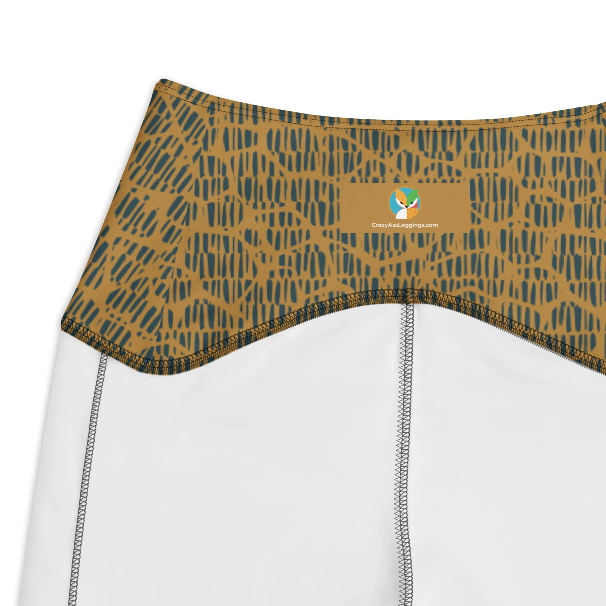 Creamy Flowers on Gold Background with Teal Leggings with pockets