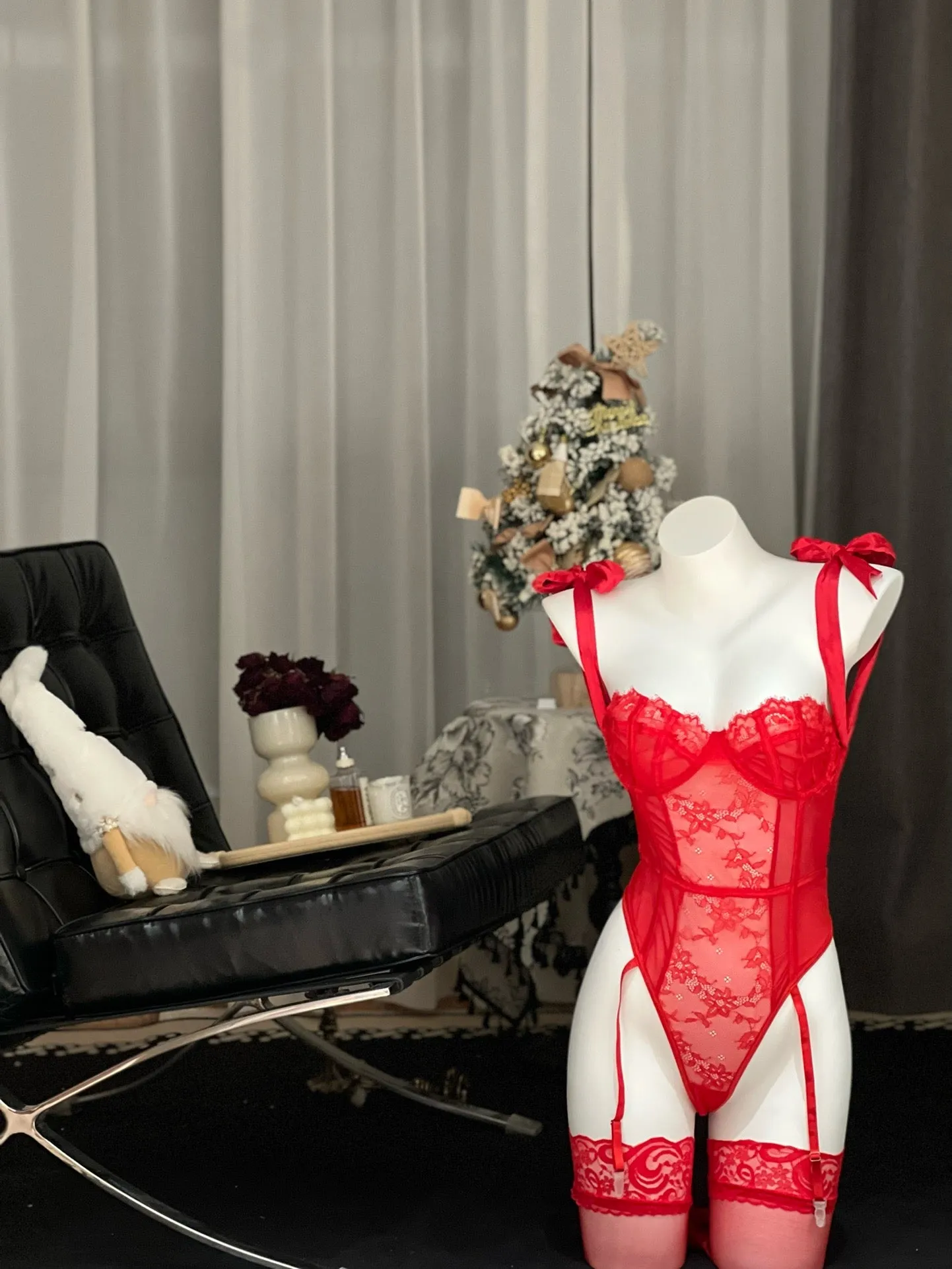 Crismson Crave Bodysuit set (with stockings)