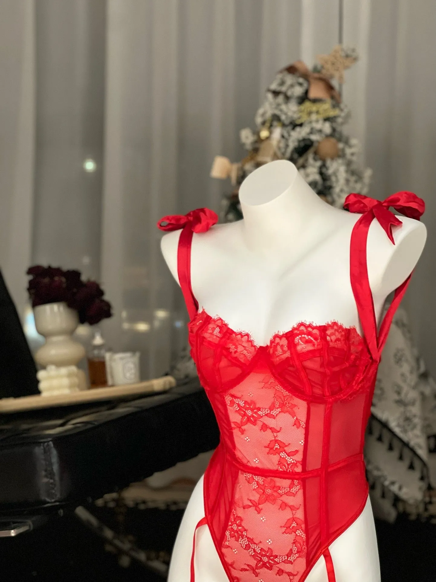 Crismson Crave Bodysuit set (with stockings)