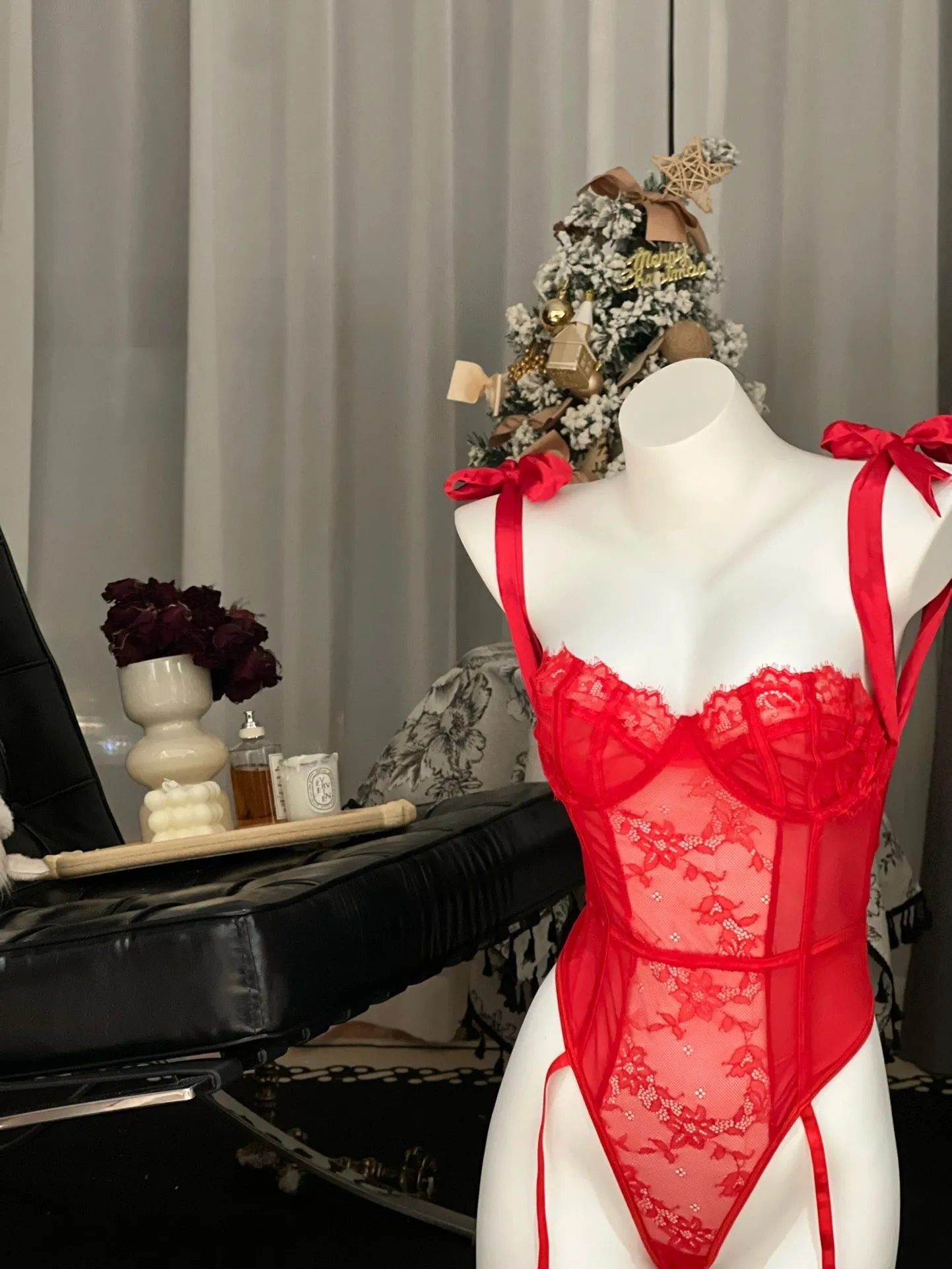 Crismson Crave Bodysuit set (with stockings)