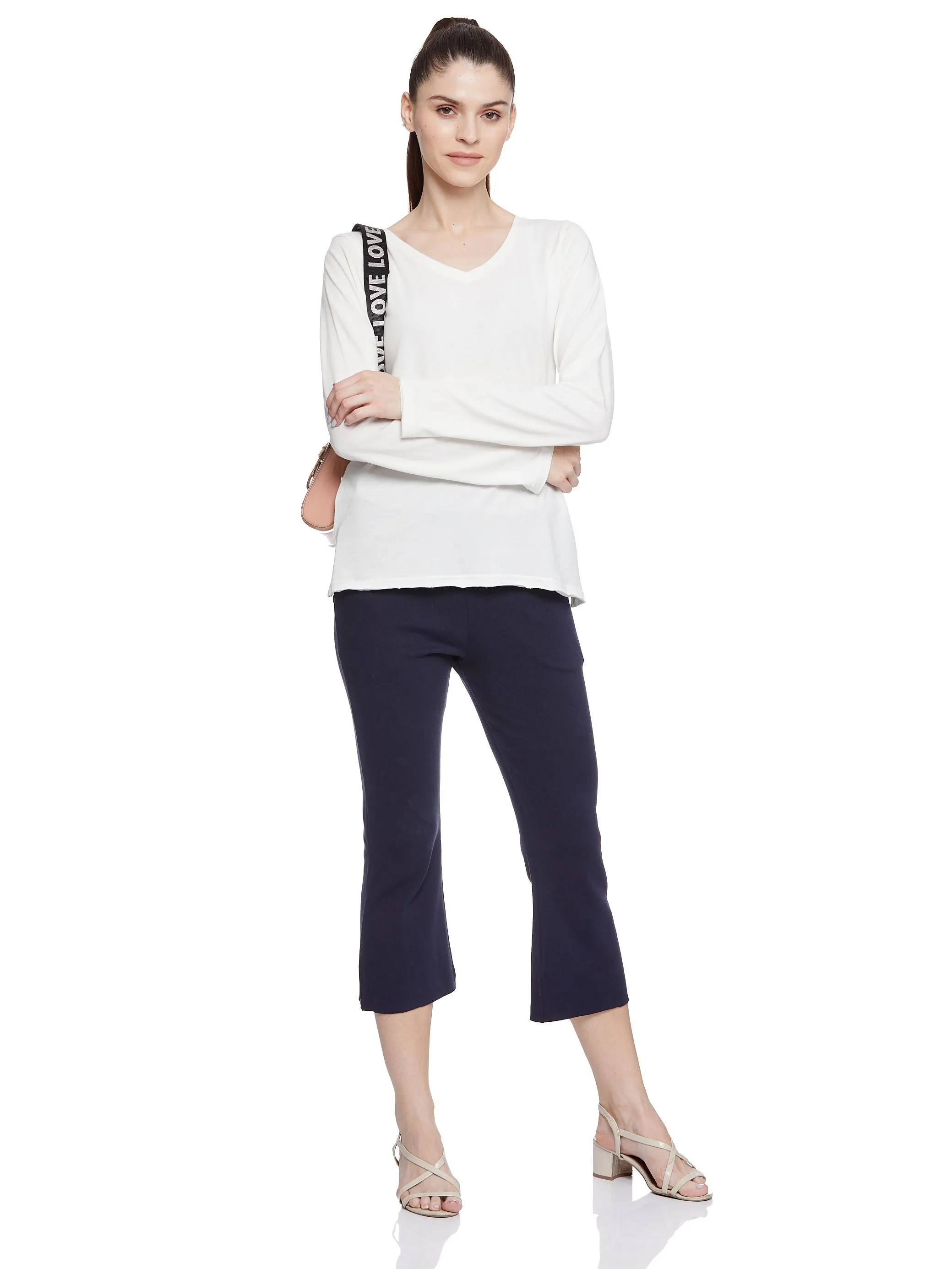 Cropped Length with Raw Edge Bottom (Navy)