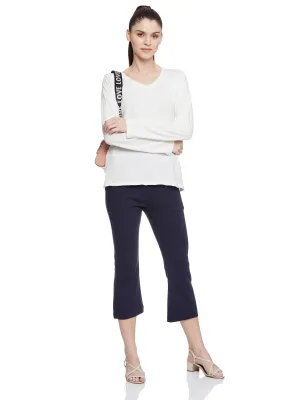 Cropped Length with Raw Edge Bottom (Navy)