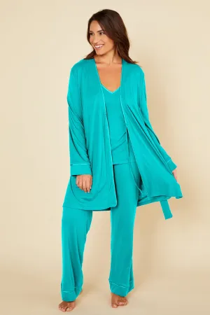 Curvy 3 Piece Pajama Set With Robe
