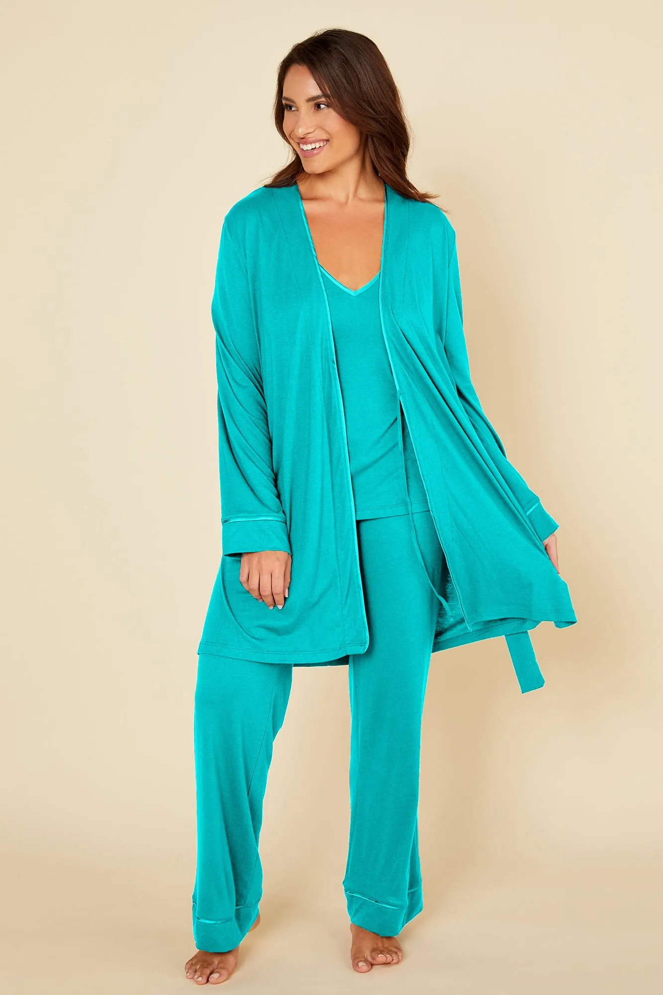 Curvy 3 Piece Pajama Set With Robe