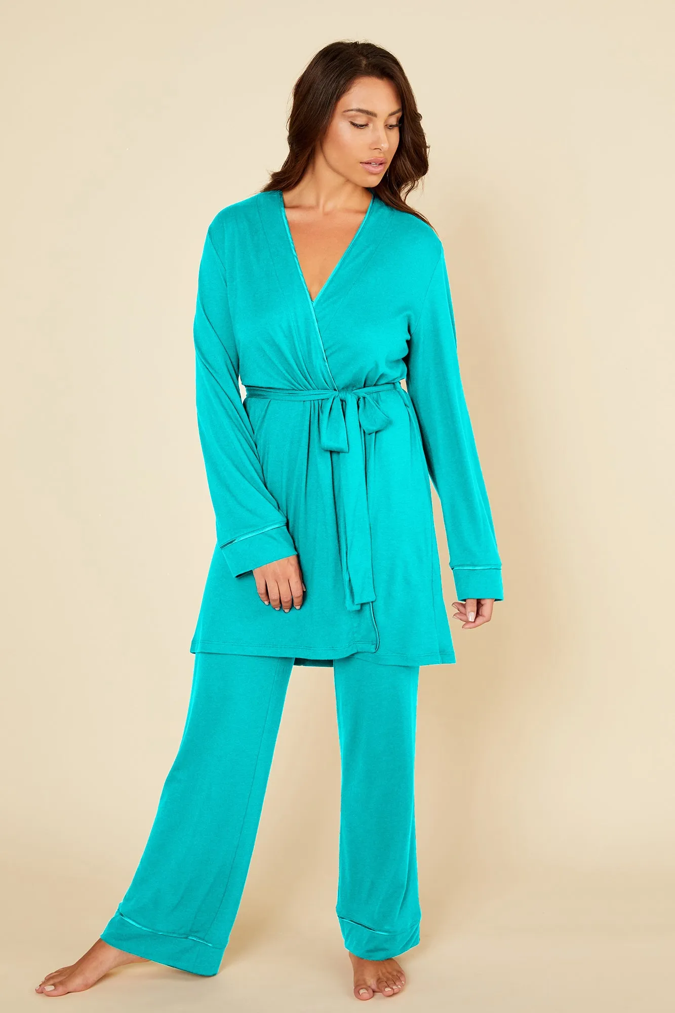 Curvy 3 Piece Pajama Set With Robe